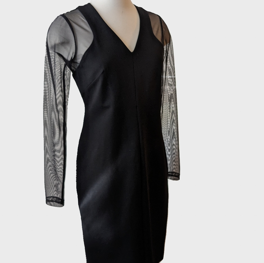 Calvin Klein Women's Petite Illusion-Sleeve Ponte Sheath Dress